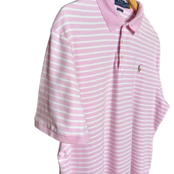 Polo Ralph Lauren Classic Fit Pink & White Striped 3 Button Closure Polo sz XL - Picture 6 of 10
